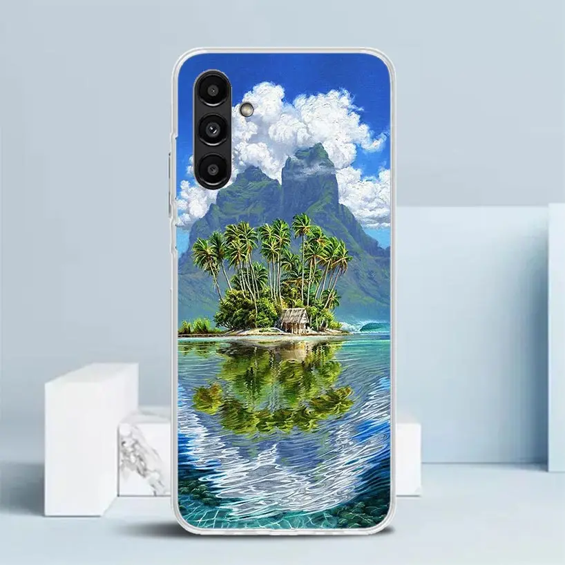 Summer Beach Sunset Sea Palm Tree Phone Case For Samsung Galaxy A15 A14 A13 A12 A55 A54 A53 A52 A35 A34 A33 A32 A25 A24 A23 A22