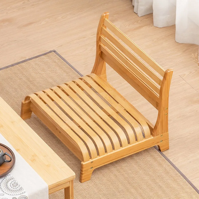 Tatami bay window chair, solid wood elastic curved living room backrest chair