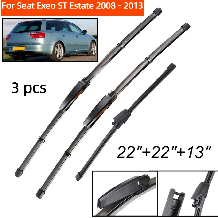 ZHANGU Wiper LHD Front & Rear Wiper Blades Set For Seat Exeo ST Estate 2008 - 2013 Windshield Windscreen Window Brush 22