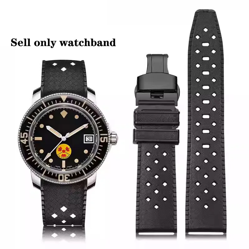 Silicone Watchbands 20mm Soft Rubber Strap Breathable Bracelet For Blancpain Belt Fifty Fathoms 5008B Watch Accessories Band