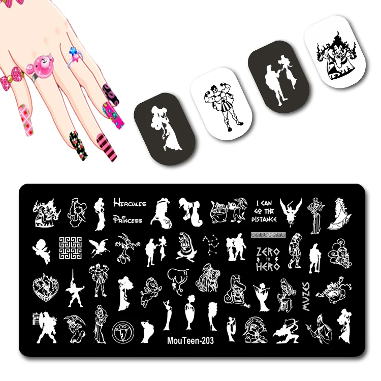 Disney New Small Size Hercules Nail Stamp Strong Man and  Princess Nail Stamping Plates for Nail Stencil #203