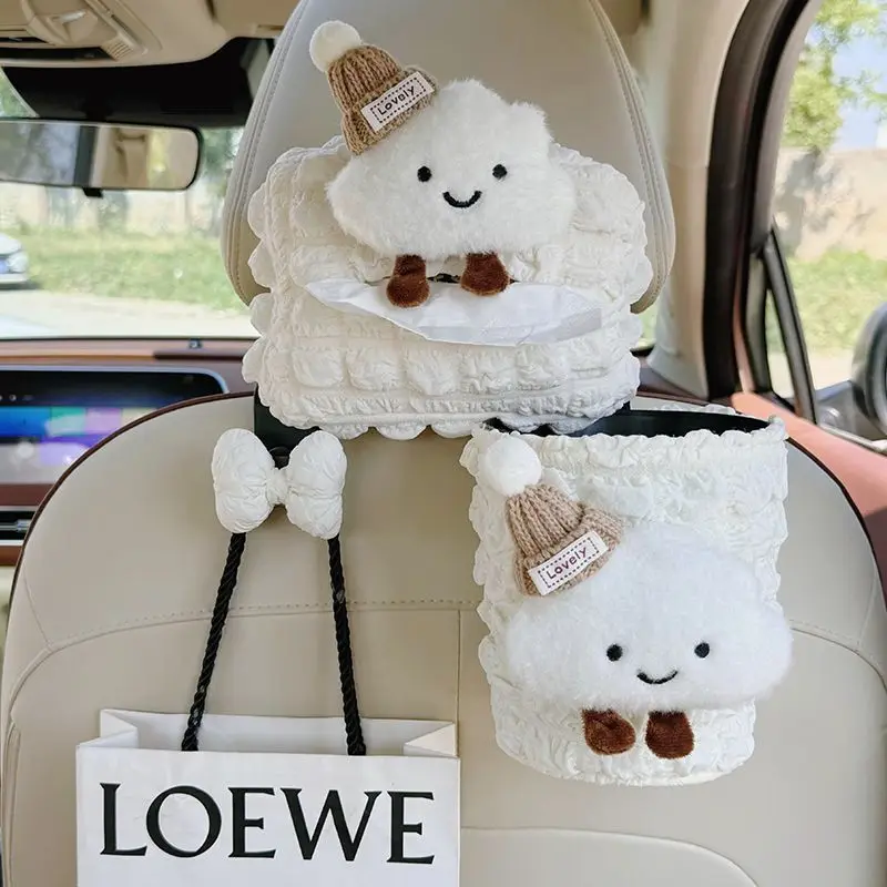 

Car Tissue Box Hanging Auto Trash Can Female Paper Bag Sun Visor Seat Decoration Accessories