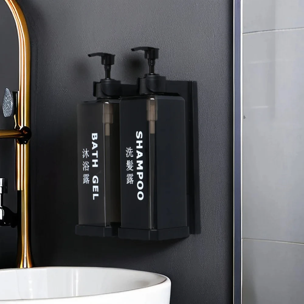 Hotel Shampoo and Shower Gel Separate Bottles Wall Mounted No Punching Hand Sanitizer Boxes Wall Mounted Manual Soap Dispensers
