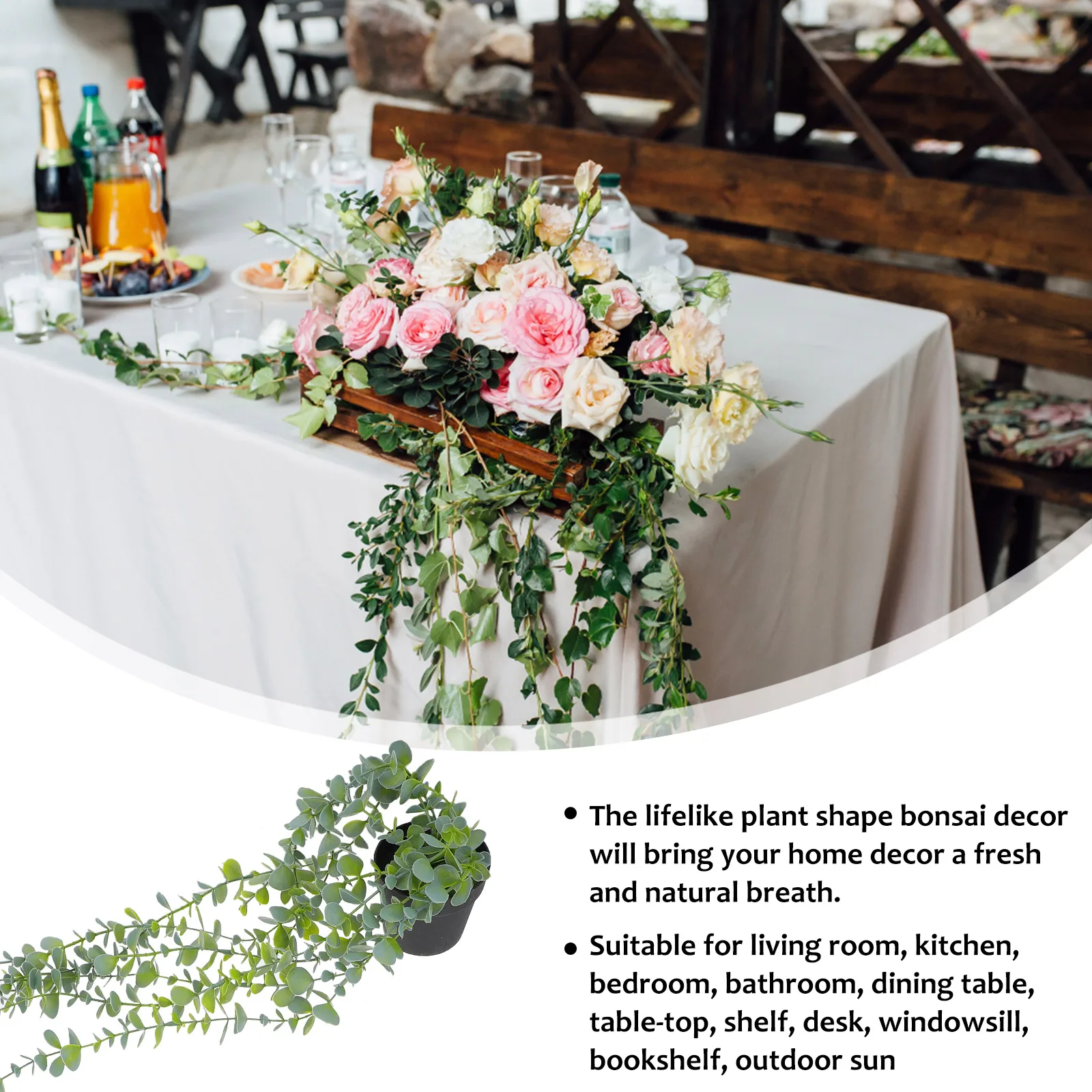 

Artificial Hanging Plant Simulation Bonsai Plastic Potted Fake Plant Home Office Decor Realistic Greenery Artificial Bonsai