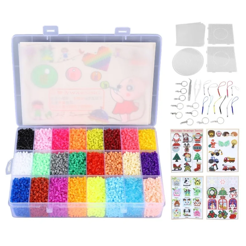 

24 Colors Fuse Bead Kit 2.6mm DIY 3D Stimulate Imagination Puzzle Fuse Bead Set For Children