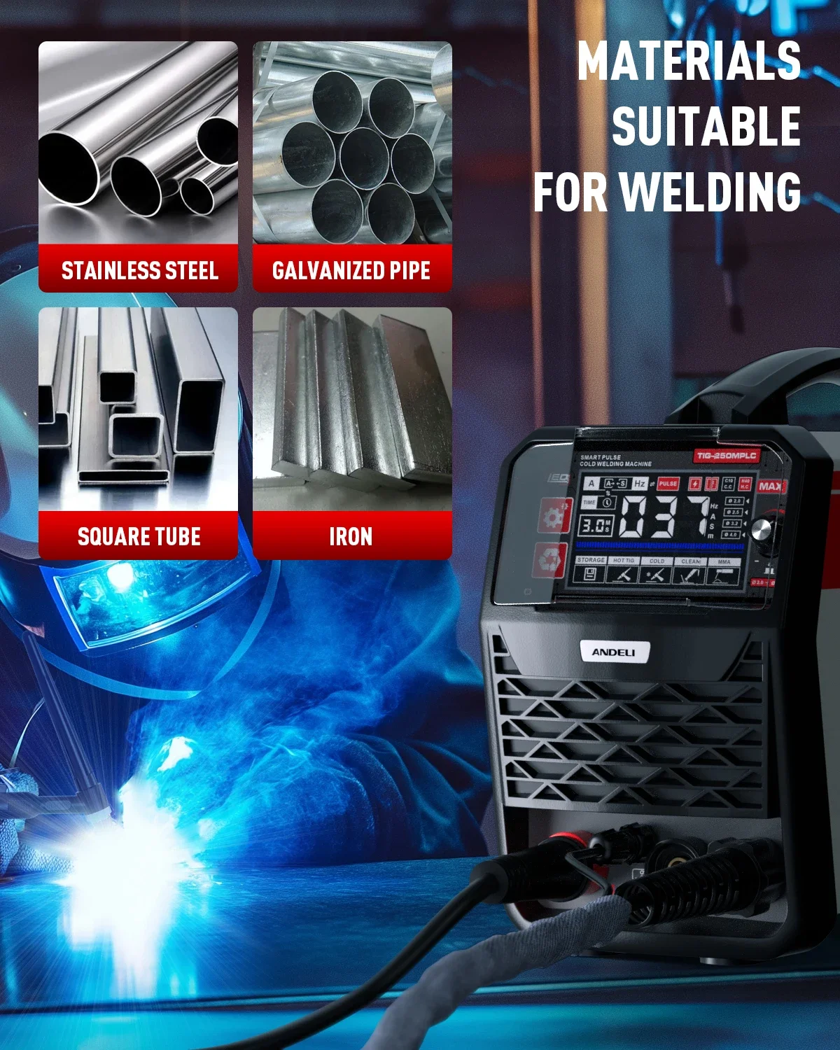 YYHC2024 New Arrival TIG-250MPLC  110V/220V TIG MMA CLEAN COLD  WITH Remote Control Torch  Multifunctional Welding Machine