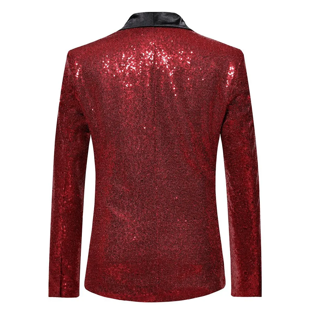 

Fashion High Quality Nightclub Party Performance Coat Men's Nightclub Party Polyester Sequin 1pcs Blazer Bling