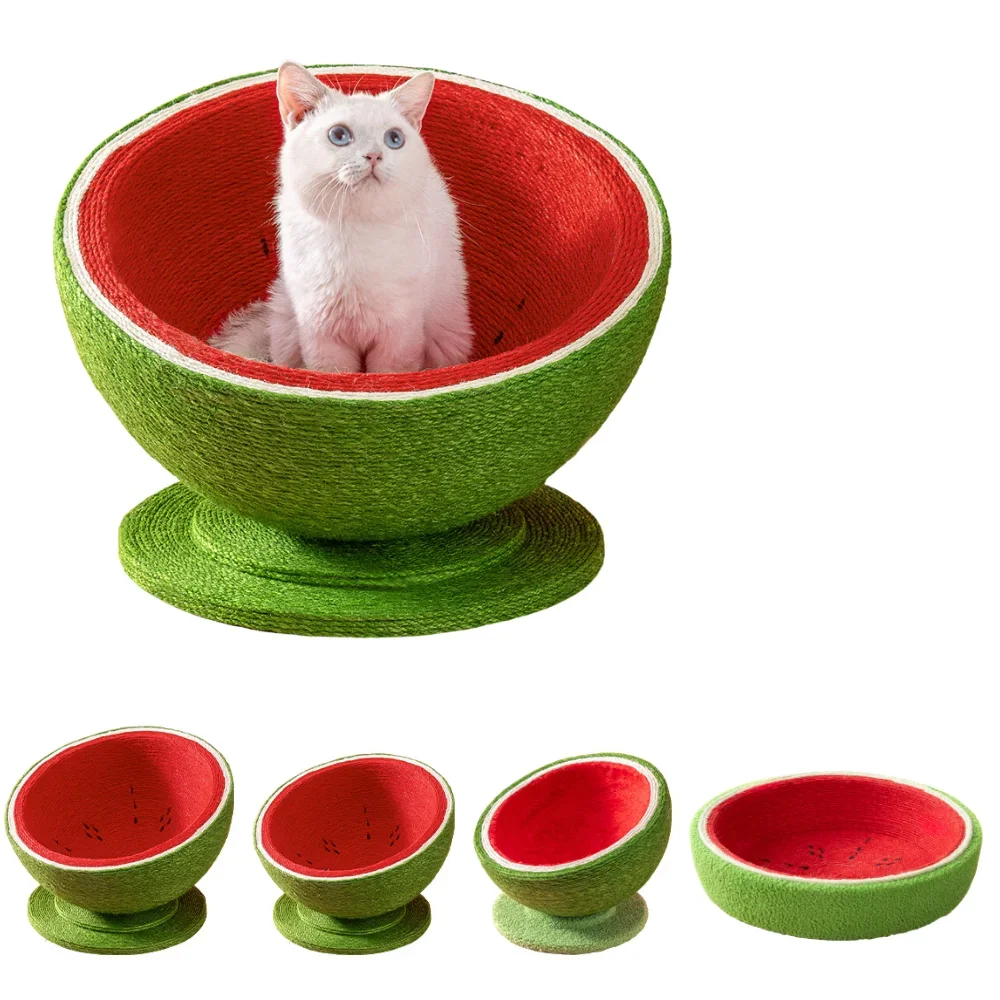

Watermelon Natural Sisal Cat Scratcher Bed Large Round Cat Fruit Scratching Board