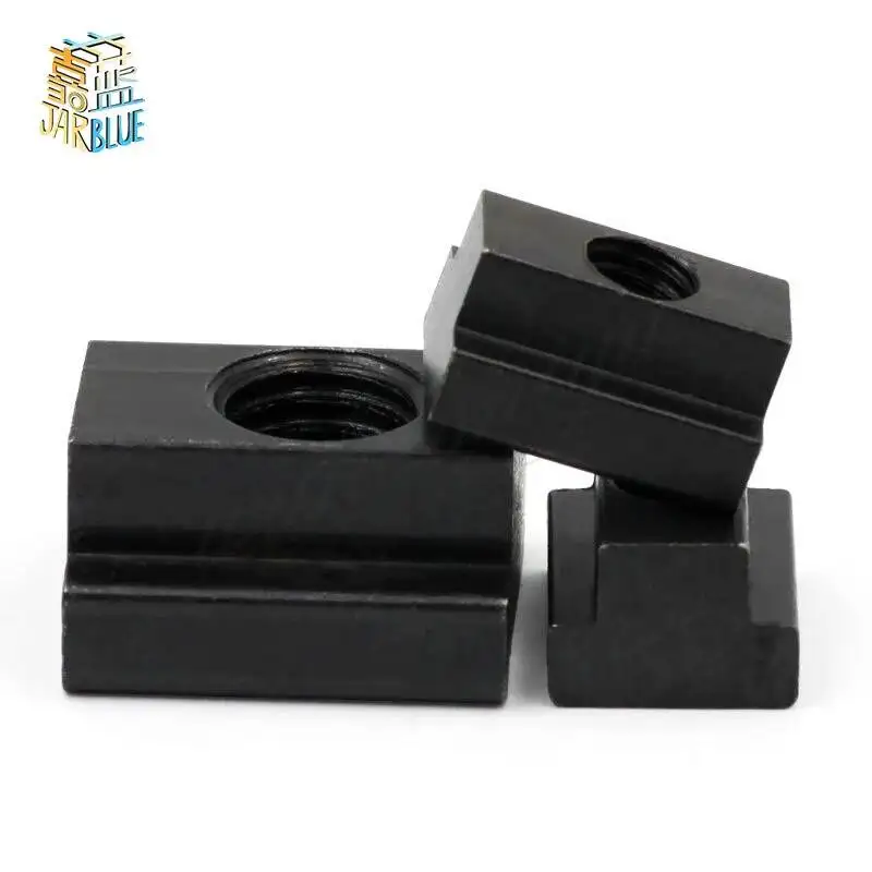 5Pcs M5 M6 M8 M10 M12 M14 DIN508 Black Oxide Finish Grade 8.8 Carbon Steel T-Slot Nut Tapped Through Slot T-nuts Furniture