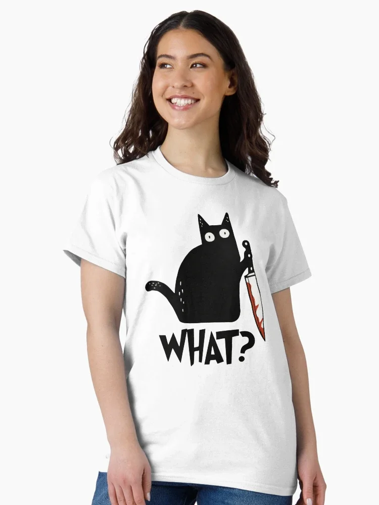

Killer Cat Graphic Printing Summer Luxury Brand Pure Cotton Men's and Women's T-shirt Short Sleeve Trend Fashion Streetwear