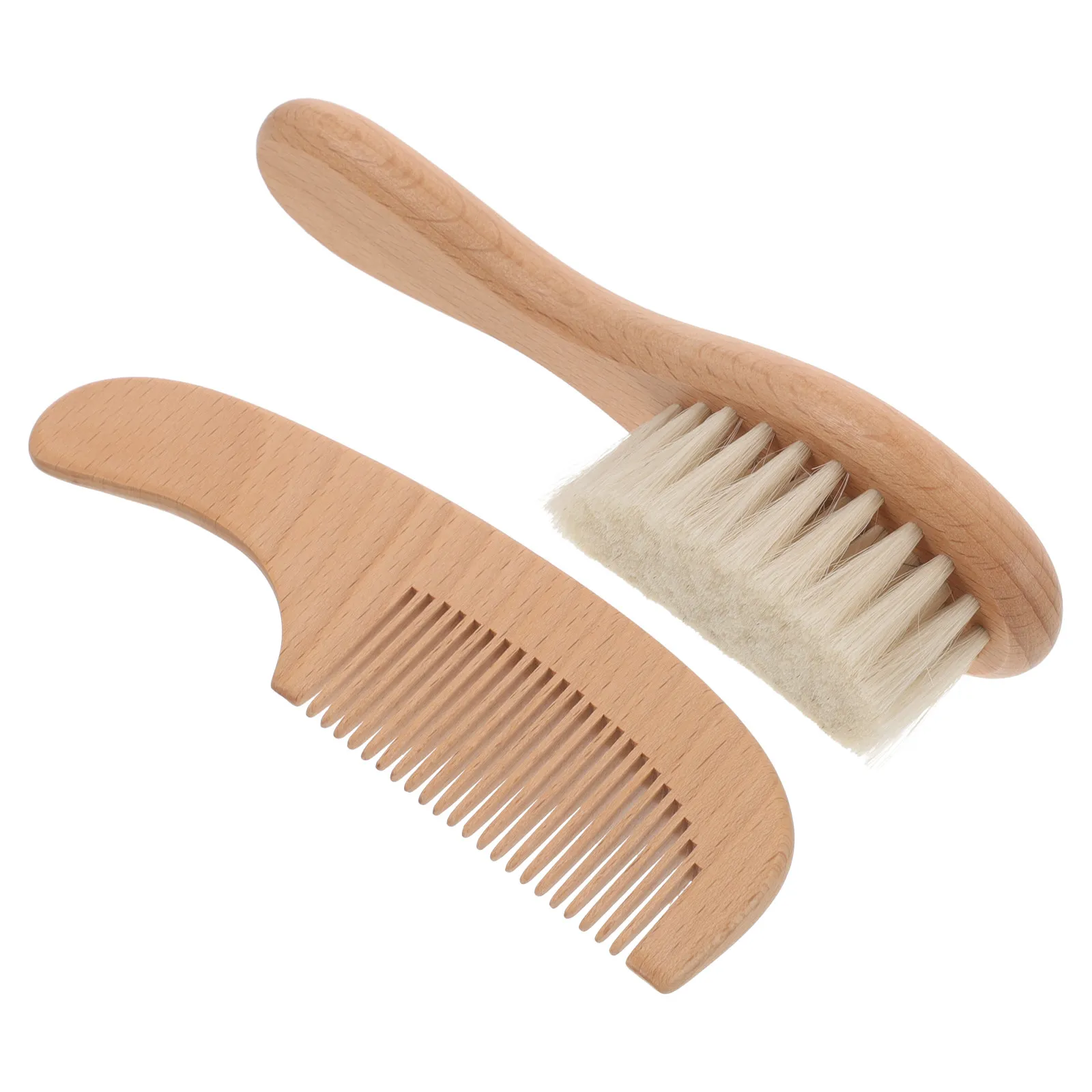 

1Set Baby Brush and Comb Set Soft Bristle Natural Wood Handle Infant Bath Brush Scalp Scrubber Head Washing Tool for Newborns