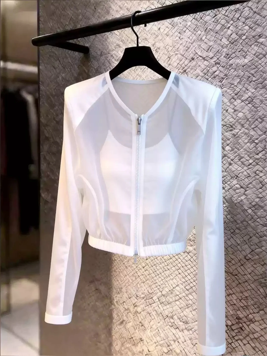 

Korean Style Unique Zipper Design Sun Protection Long Sleeve Shirt Commute Versatile Anti-Aging Women's Fashion Summer Top