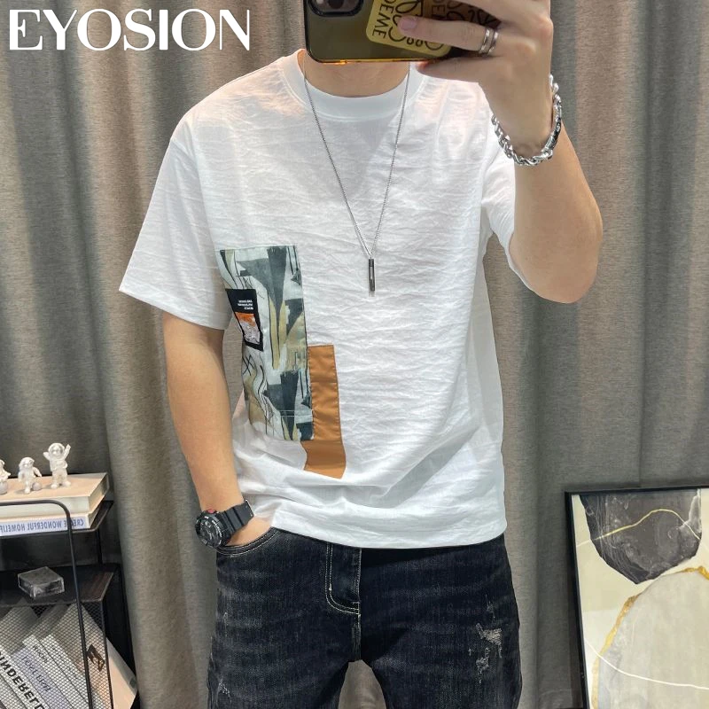 Men\'s Short Sleeve T-shirt 2023 O-Neck Fashion Korean Casual Print New Casual Pullover Half Sleeve Clothing Tee Shirt Tops M-5XL