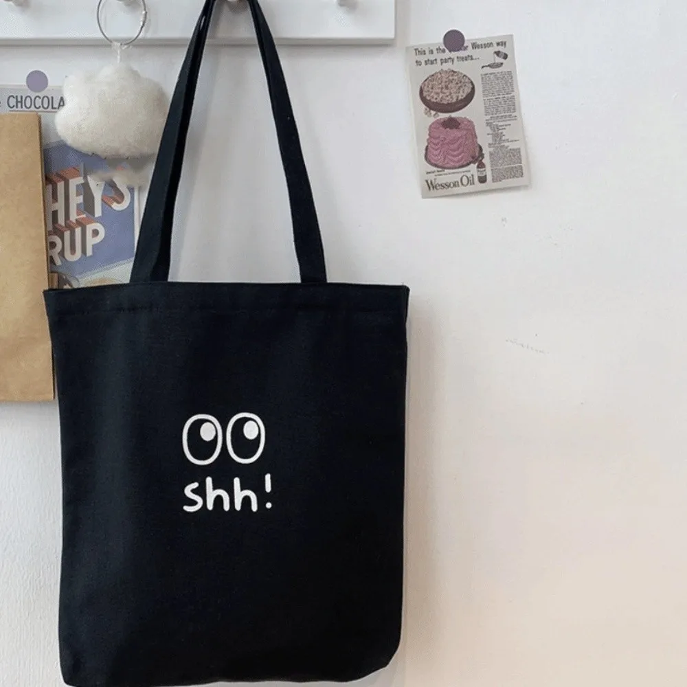 

Simple Casual Canvas Tote Bag Portable Large Capacity Mommy Handbag Lunch Bag Zipper Cloth Shoulder Bag Outing