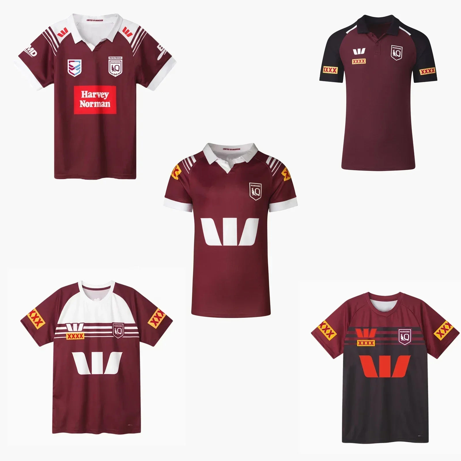 

Мужская домашняя/тренировочная трикотажная майка для РЕГБИ QLD Maroons QLO 20224, настройка