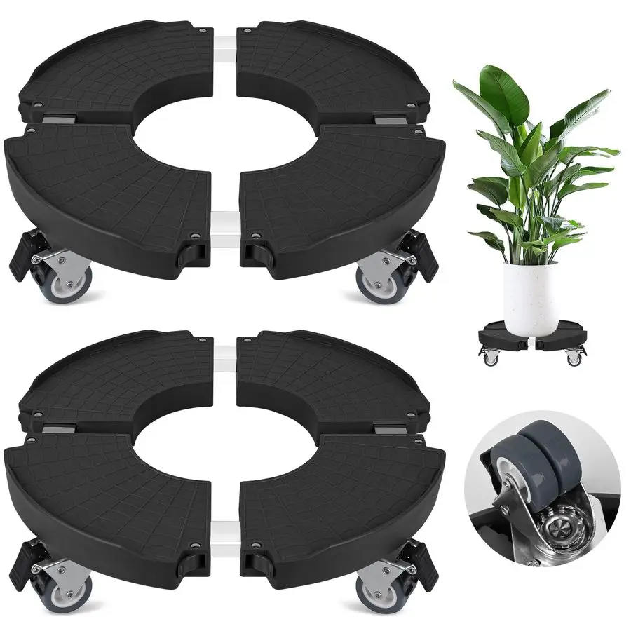 

Подставки для растений на колесах с поворотом на 360°, регулируемые, 15-22 дюйма, усиленные, большие тележки для растений на колесиках