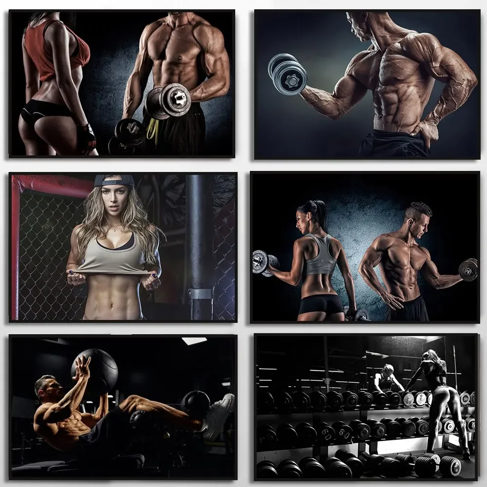 Fitness Motivation Canvas Art  Sexy Bodybuilding Girl Poster Gym Weightlifting Wall Decor for Living Room Bedroom Home Gym Fitne