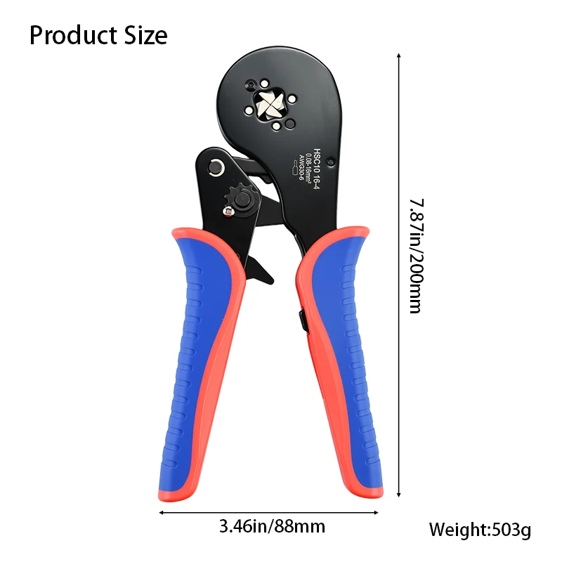 

Needle-Type Cold-Press Terminal Ratchet Crimping Pliers 0.08-16mm² European-Style Tubular Terminal Crimping Tool for Electricians