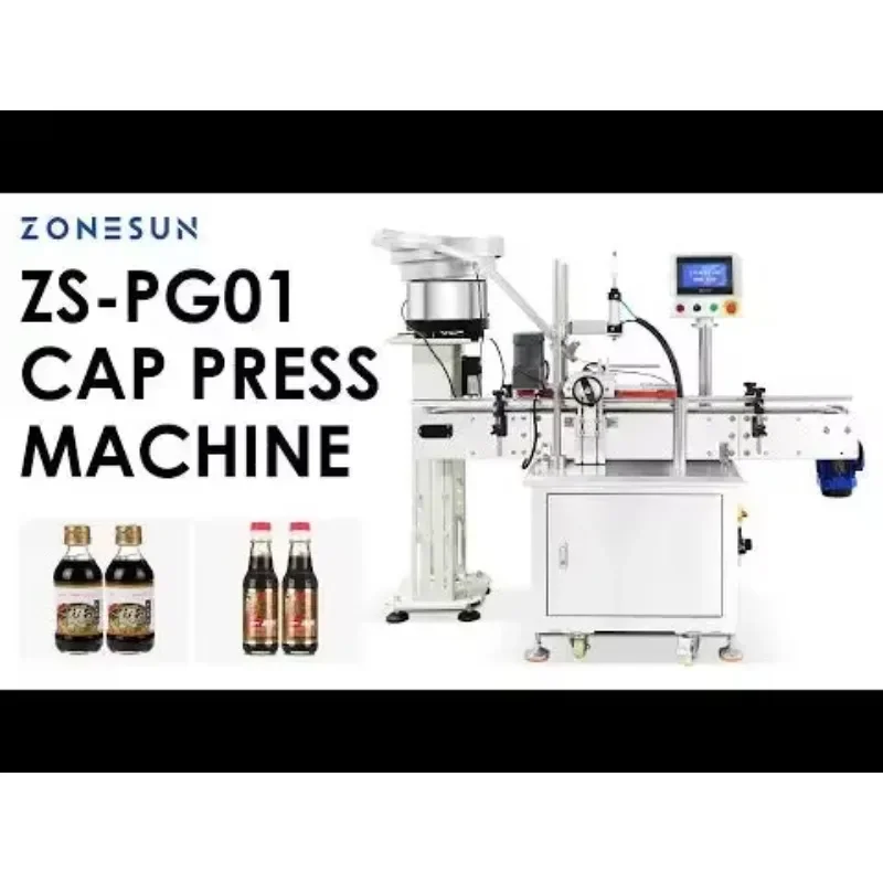 ZONESUN ZS-PG01 Auto Press Capping Machine with Vibrating Feeder Bottle Cap Pressing Machine for Water Beverage Bottling Line