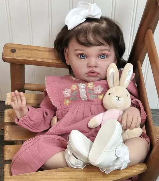 FBBD Customized Limited Supply 22inch Reborn Baby Chantal with Hand-Rooted Hair Already Finished Doll with Different Dress