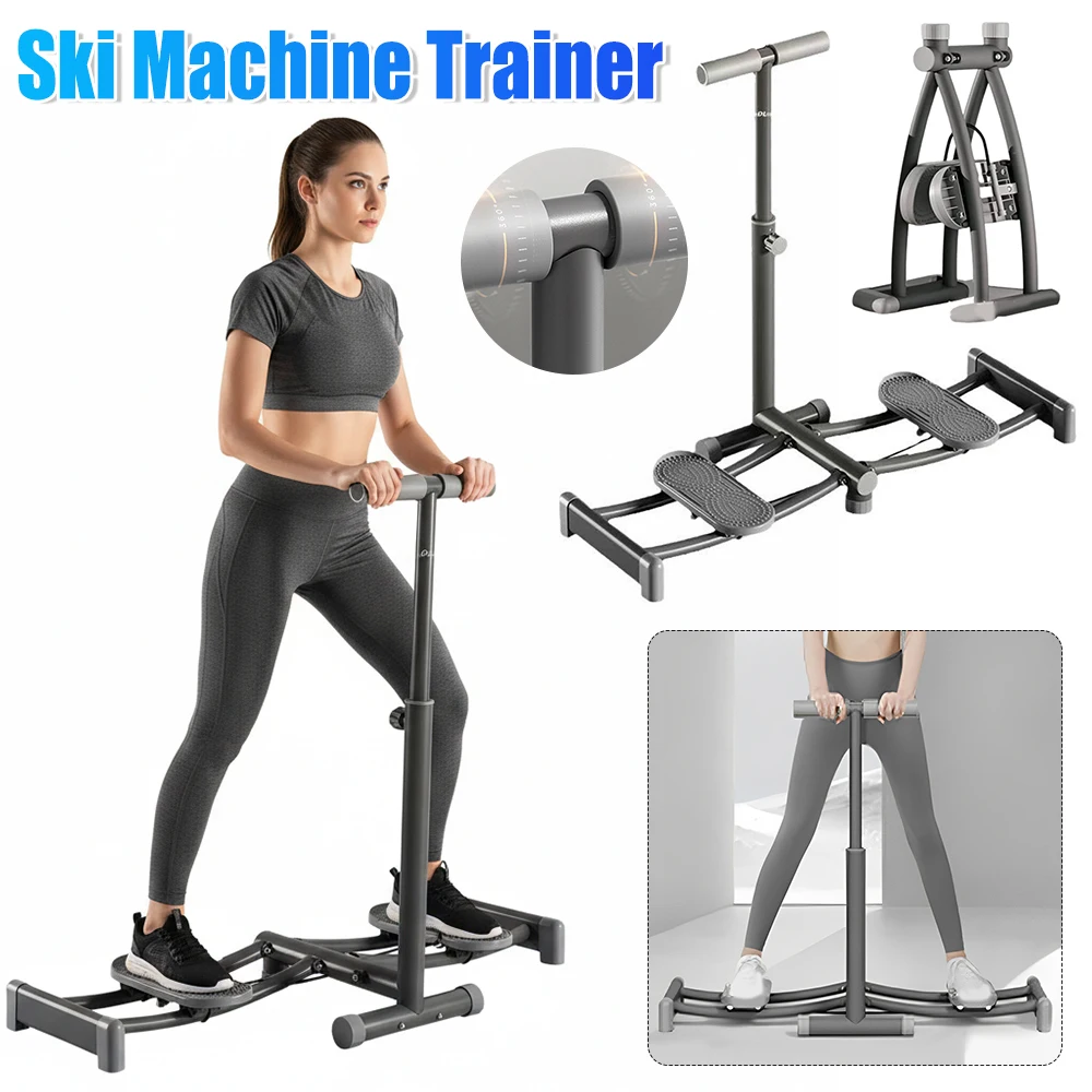 

Тренажер для имитации катания на лыжах, устройство для тренировки мышц тазового дна с нескользящим покрытием, отслеживание данных на ЖК-дисплее, бесшумное скольжение для укрепления бедер и ног