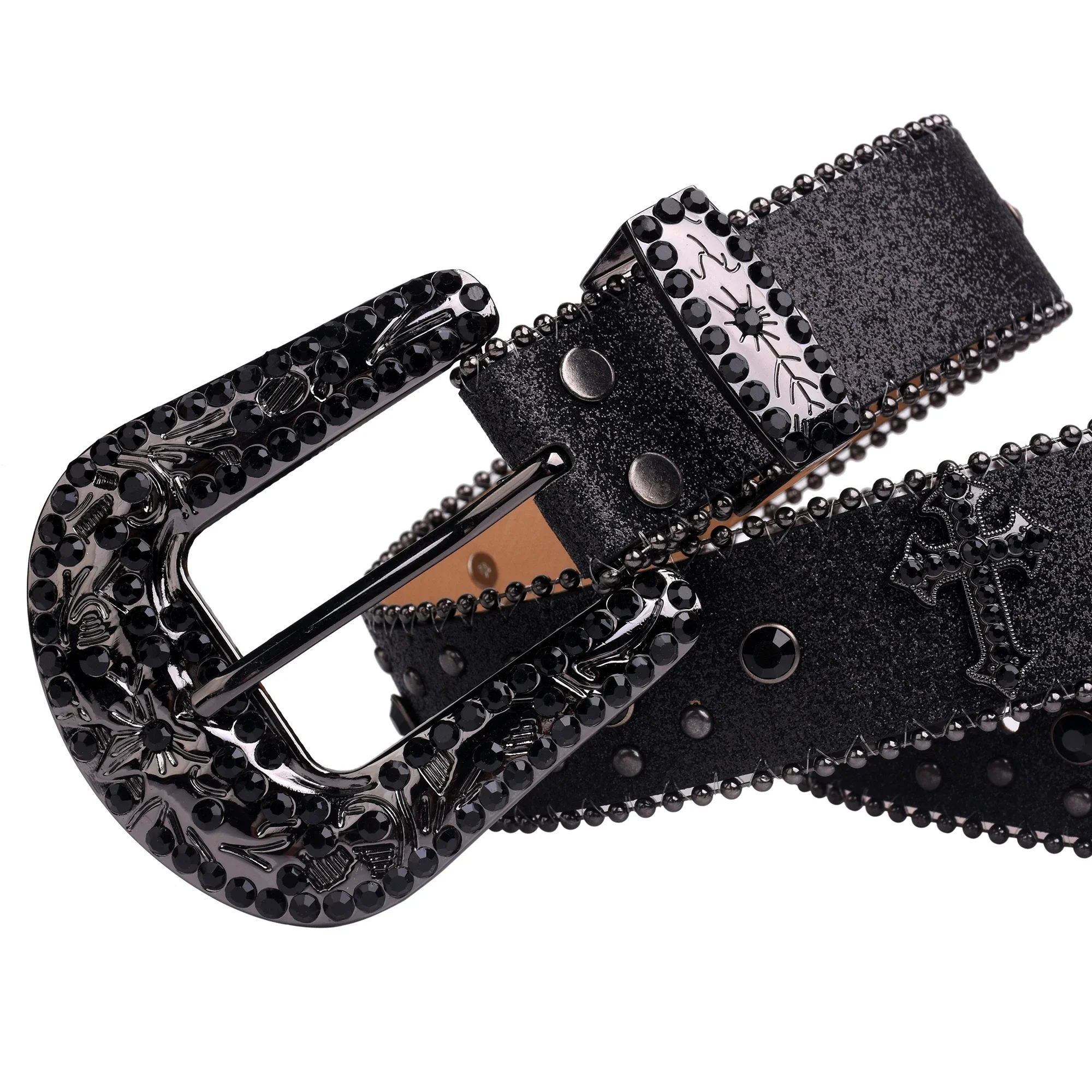 New Ladies Fashion Western Cowboy Rhinestone Belt Design Leather Belt Inlay Man-made Diamond Belt Jeans, Luxury