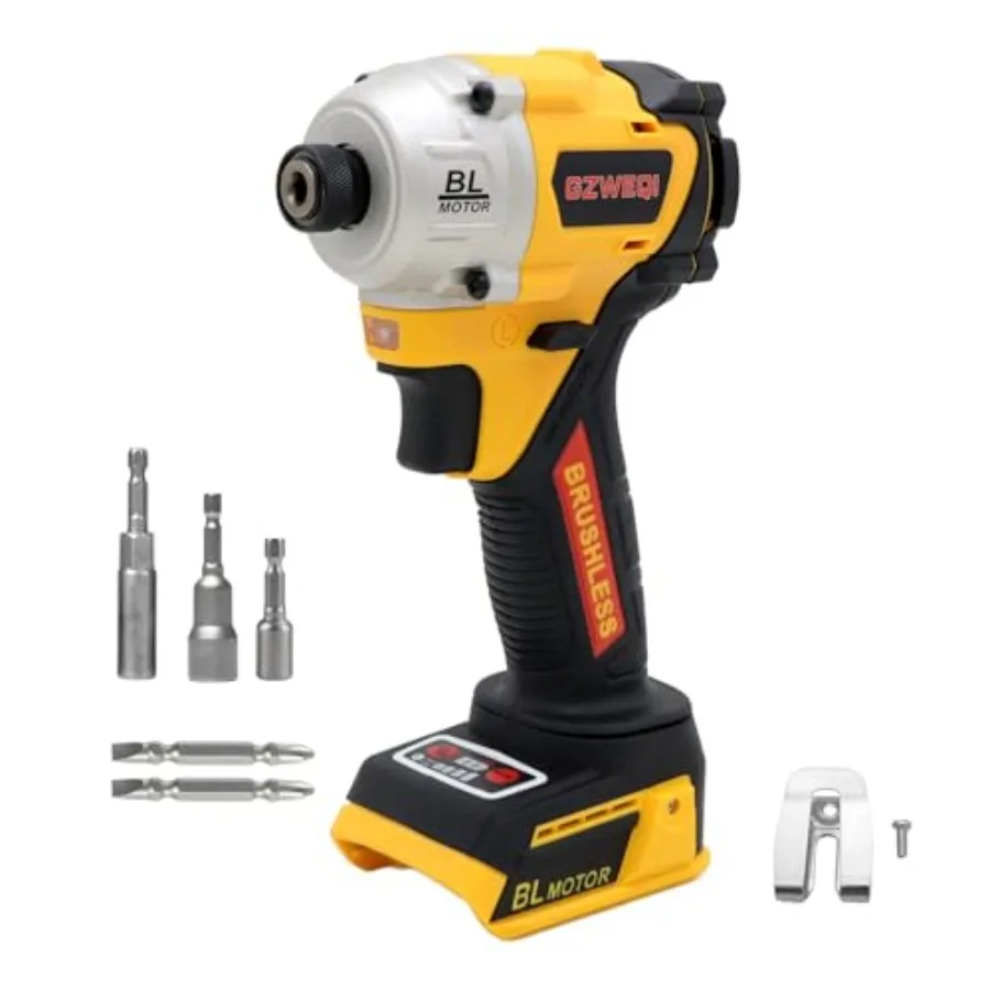 

20V Brushless Impact Driver 184 in-lbs 3800 IPM 1/4 Hex Insert 4 Modes Kit for Brick Metal Wood Red