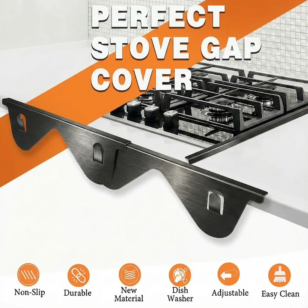 Stainless Steel Stove Gap Cover Extendable Kitchen Counter Gap Filler Heat Resistant Easy Clean Countertop Sealing Guard