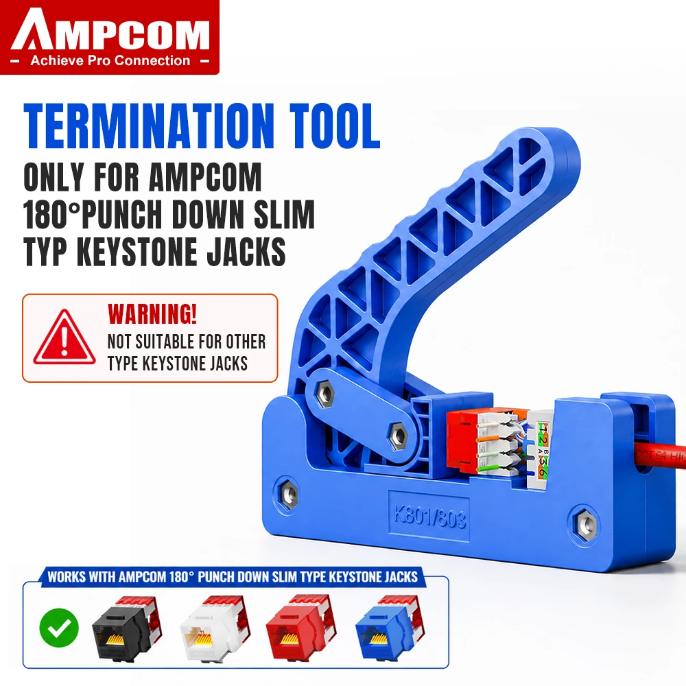 AMPCOM Punch Down Plier Specialized For AMPCOM 180° RJ45 Keystone Jack ,CAT6 CAT5E Ethernet Cable Termination Punchdown Tool