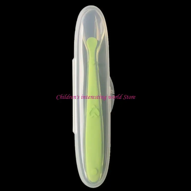 

Baby Soft Silicone Spoon with Storage Box Candy Color Spoon Children 425F