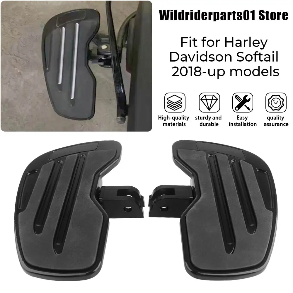 Motorcycle Black Driver Footboard Rider Footpegs Footrests Adjustable 1Pair Fit For Harley Softail Breakout 117 FXBR 2023, 2024