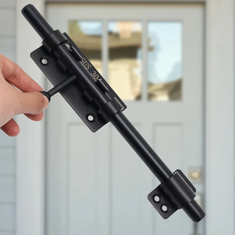 Heavy Duty Slide Bolt Gate Latch with A Padlock, Horizontal Bolt Latch Floor Latch Hardware and Lockable (Black,10 Inch)-A50M