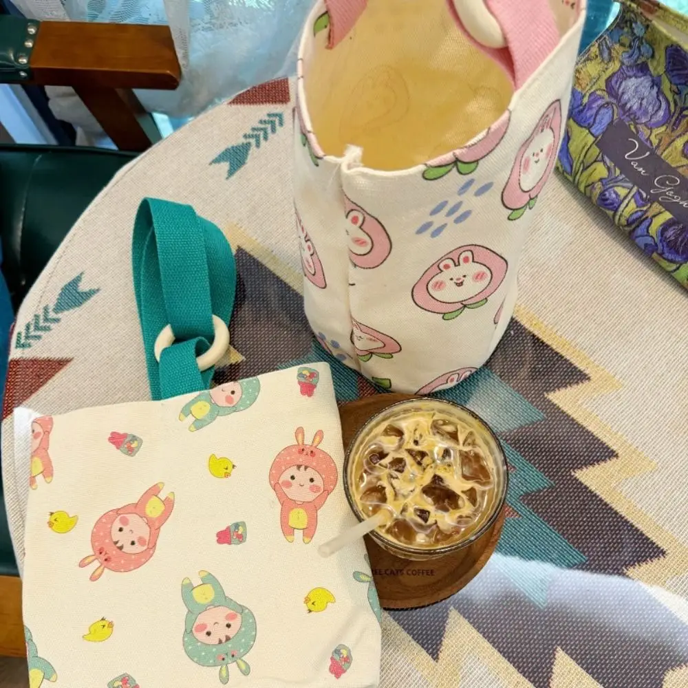 Bolso de cubo con ilustración bonita, bolso de lona con patrón de conejo de dibujos animados, nuevo