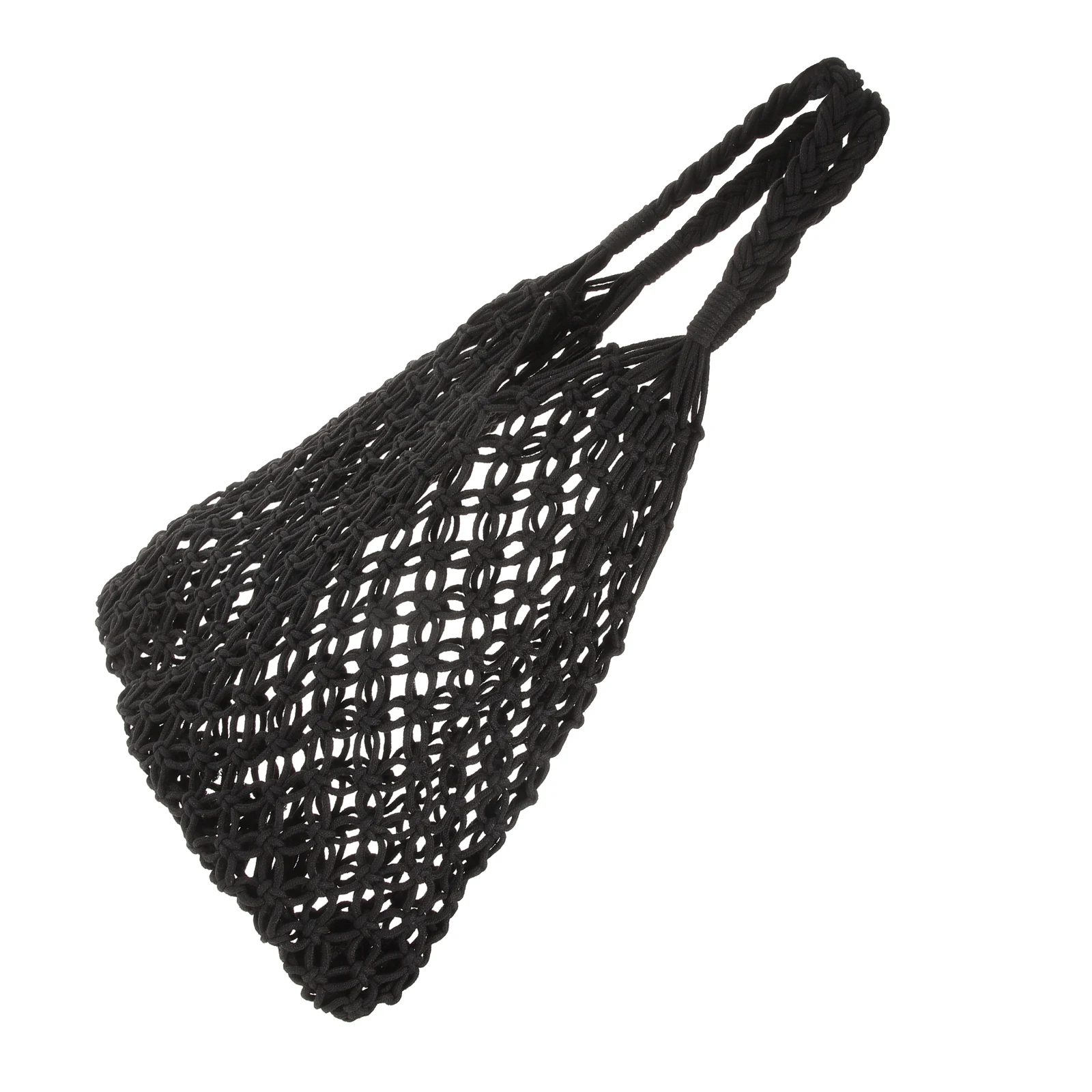 

Straw Beach Bag Handmade Knitted Shoulder Tote Cotton String Hollow Mesh Clutch Eco Friendly Reusable Lightweight Crochet Woven
