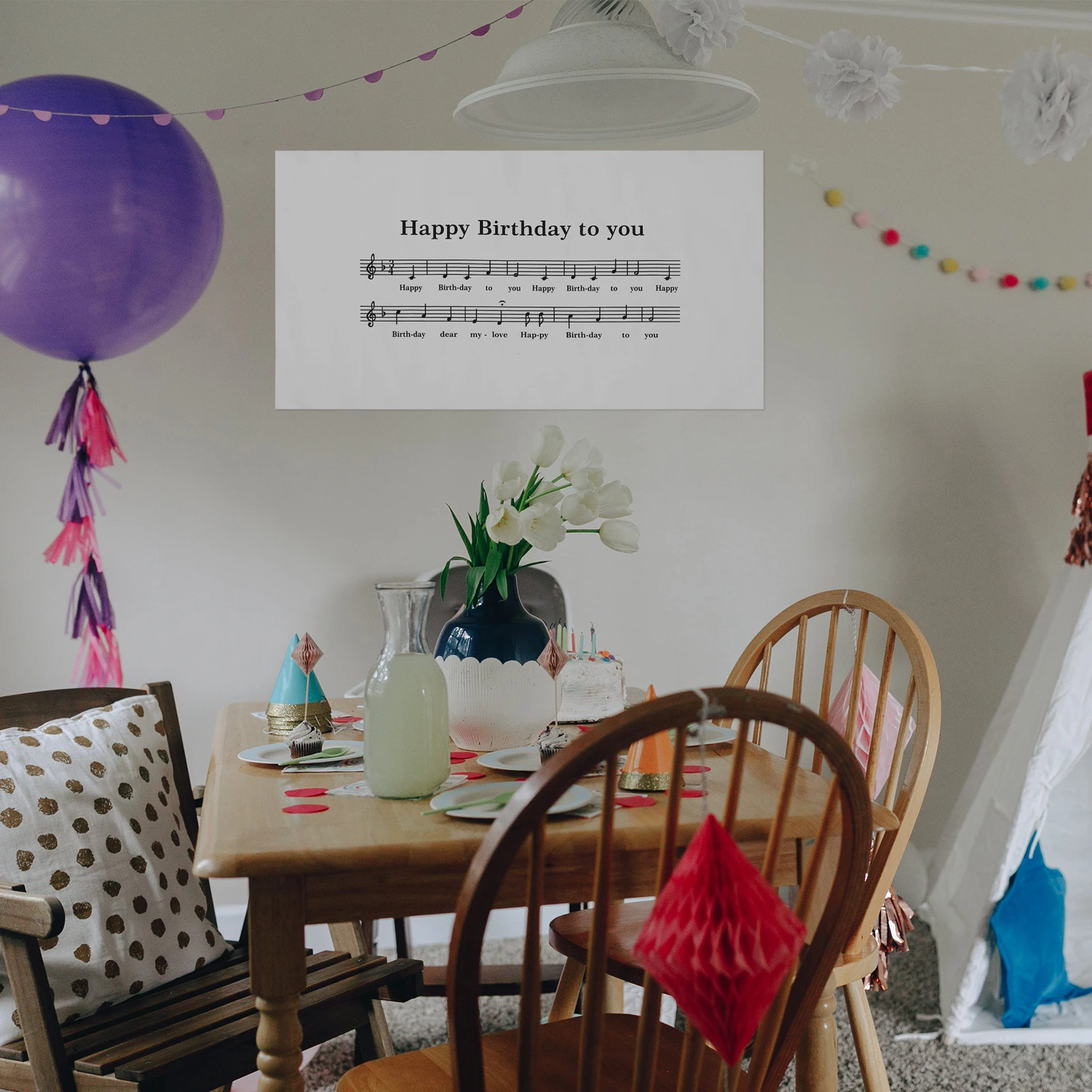 

Musical Notes Hanging Cloth Birthday Backdrop Banner Photo Props Decorative Wall Hanging Flags for Party for Photography