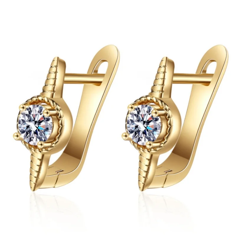 European and American Style Twisted Pattern Edging Zircon Ear Buckle Exquisite Trendy Temperament Jewelry and Accessories