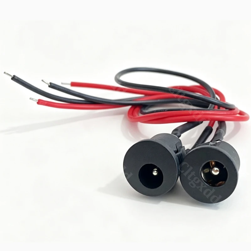 5 Stück DC-022K DC-Stromanschlussbuchse 5,5*2,1mm/5,5*2,5mm Einbaubuchse mit 20cm Rot-Schwarz-Kabel für DIY-Elektronik – Detail 10