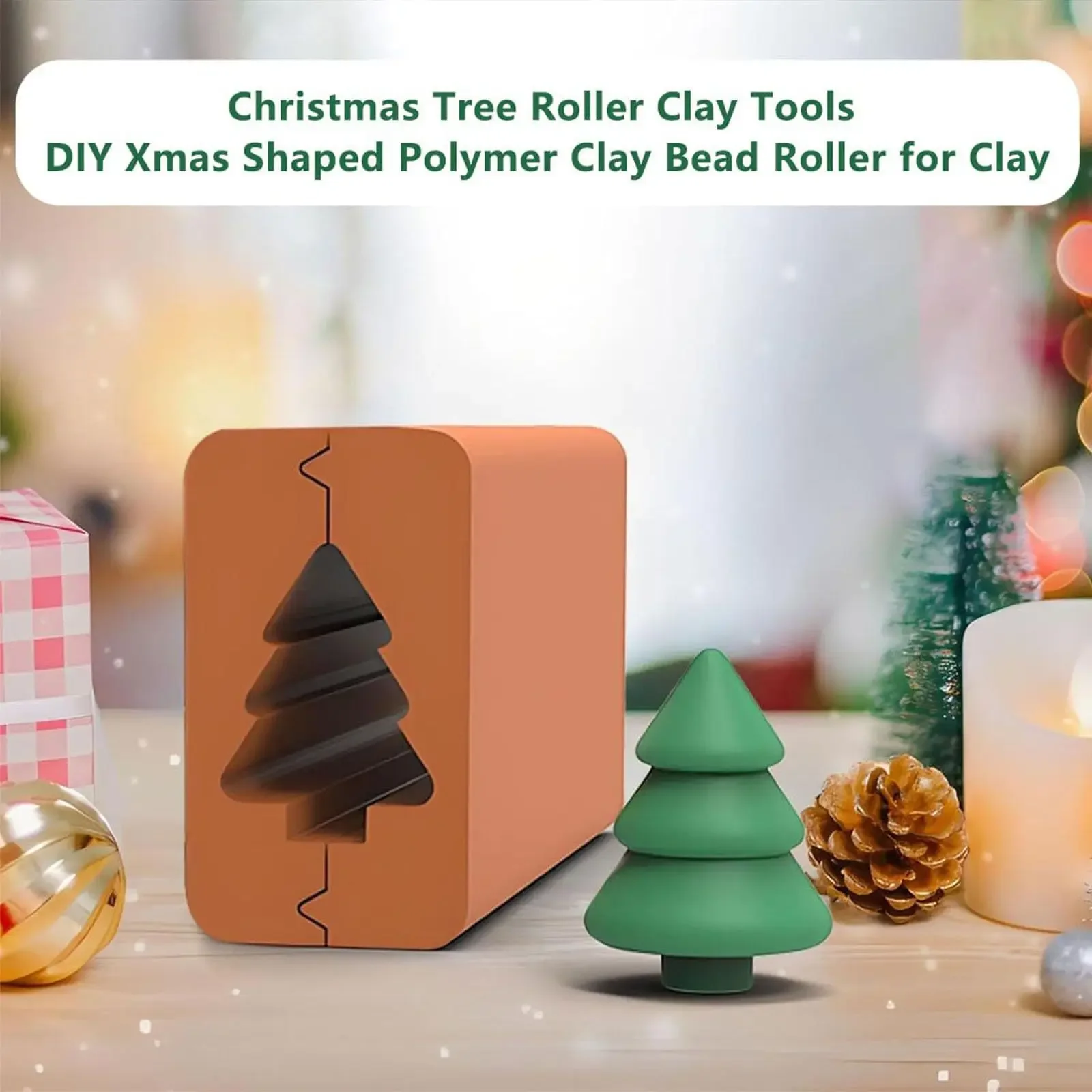 3D Christmas Tree Roller Clay Tools Diy Clay Bead Rolling Polymer Clay Mold Sculpture Earring Pendant Decoration Making Crafts