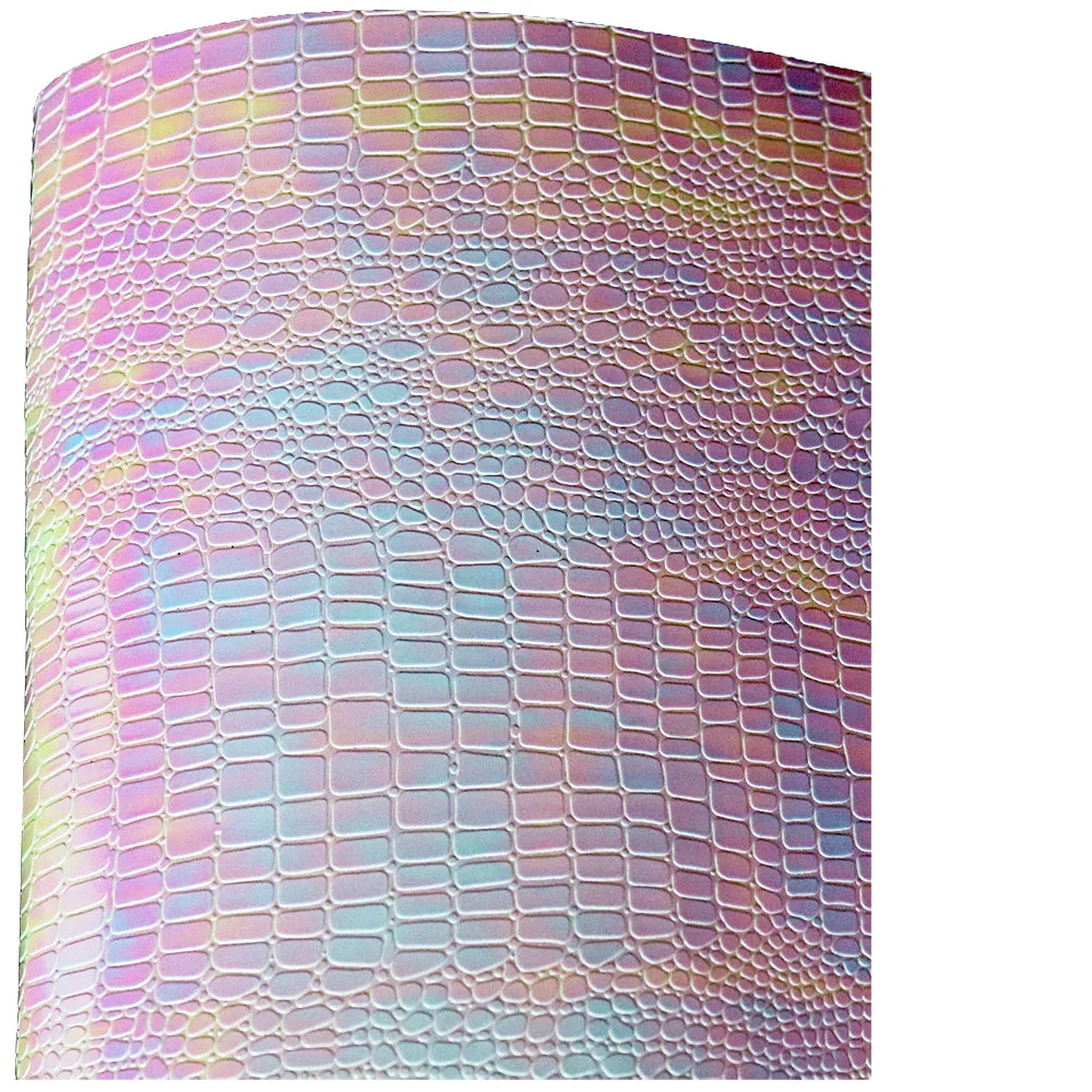 30x134cm Roll Iridescent Crocodile Snake Skin Textured Faux Synthetic Leather Fabric DIY Earrings Supplies Craft  BH083