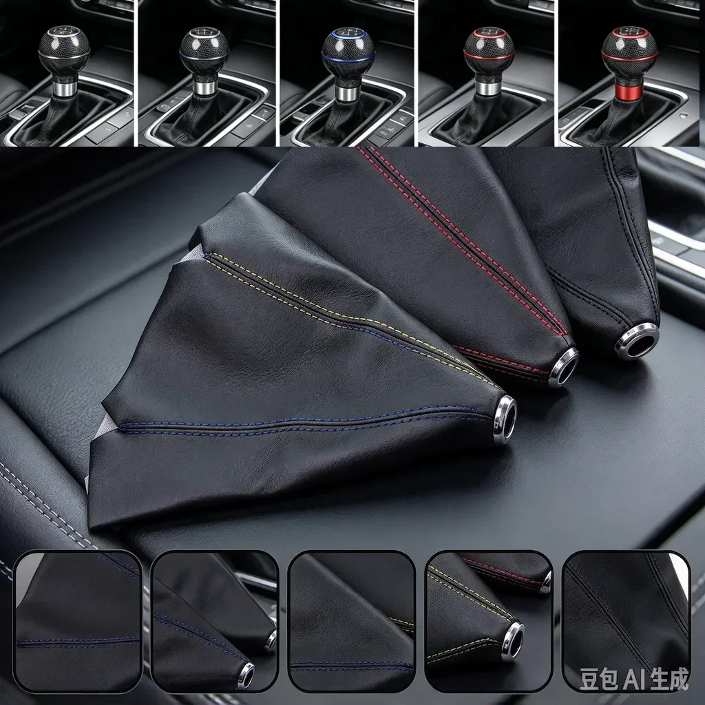 Universal Car Manual Gear Shift Knob Shifter Cover Dust-Proof With Stitches Leather Cover Fit For Honda Toyota Nissan Mitsubishi