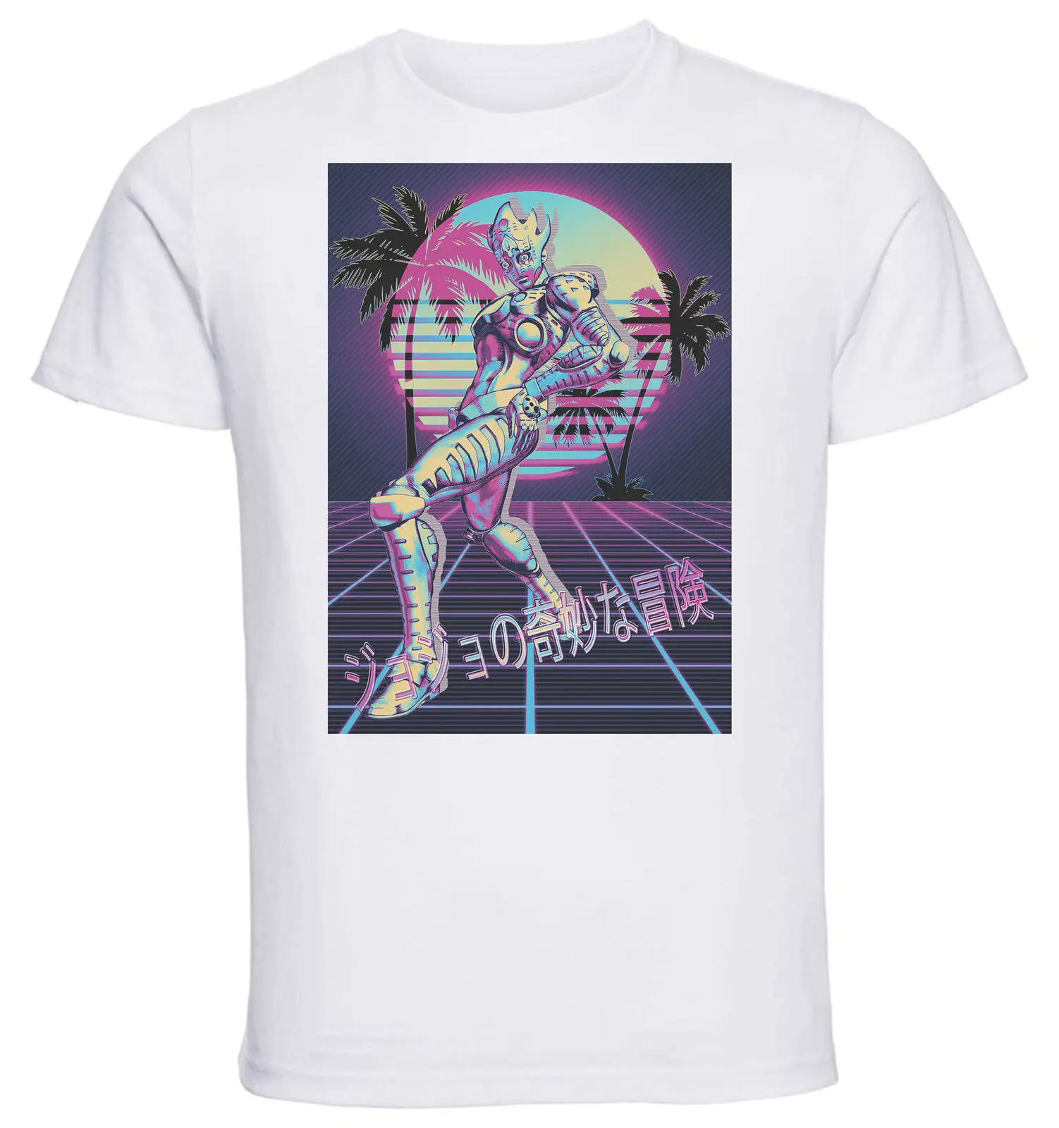 

Vaporwave 80s Style Jojo Gold Experience Requiem - White - T-Shirt- Unisex clothing