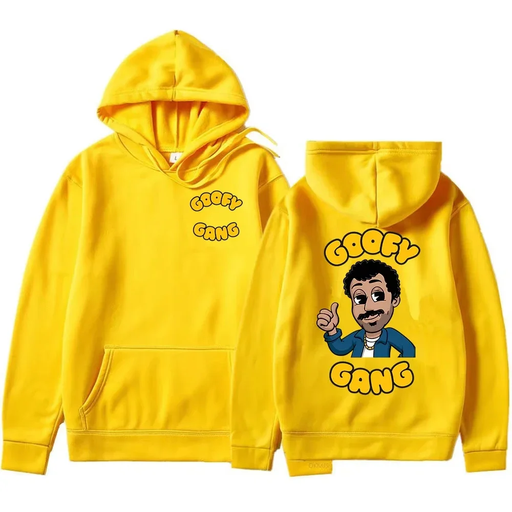 Goofy Gang هوديي مورغان جاي الكرتون الجرافيك بلوزات مقنعين طويلة الأكمام الذكور البلوفرات جيب الصوف عادية الرجال هوديس القمم