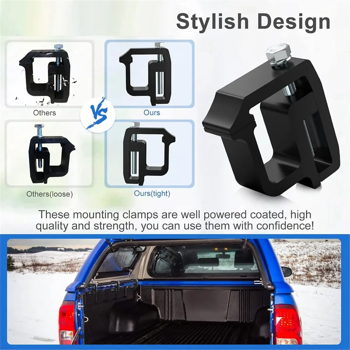 4PCS Shell Clamps for Ram 1500 2500 3500, Heavy Duty Truck Topper Mounts