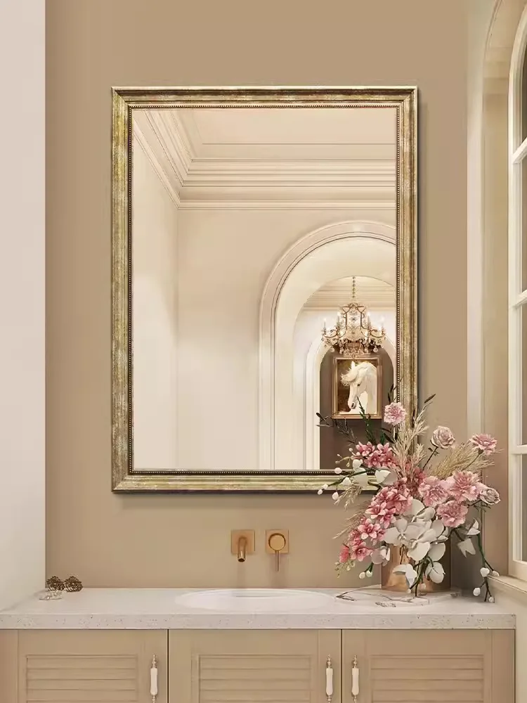 

Square American retro European and American wall-mounted hotel bathroom bathroom bathroom mirror decorative mirror wall-mounted