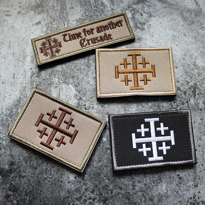 

Knights of Jerusalem Embroidered Patches Crusader Morale Badges Military Tactical Emblem Embroidery Patches for Clothing Jackets