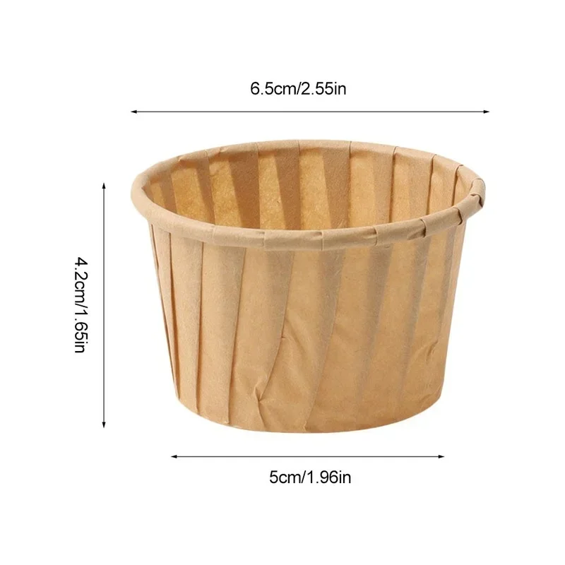 50PCS Treated Paper Souffle Portion Cups for Measuring Cake Baking and High Temperature Household Mould Ice Cream Cup