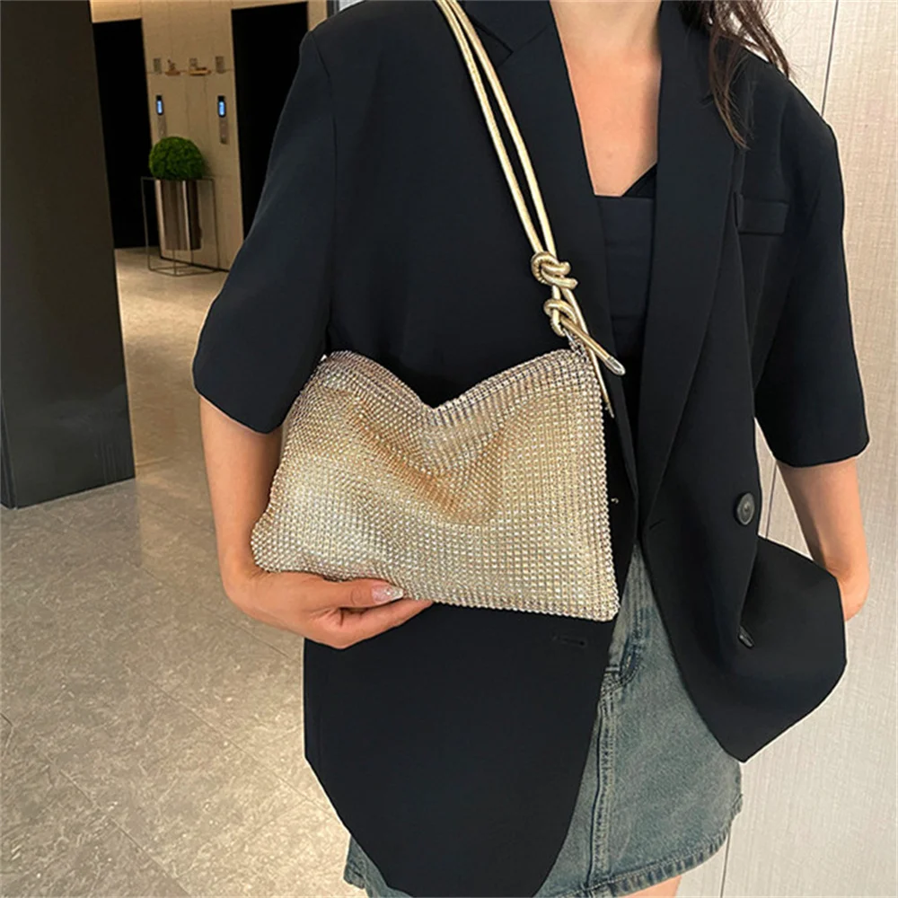 Rhinestones Evening Clutch Bag For Women Shiny Dinner Party Wedding Purses Handbag Designer Female Underarm Shoulder Bag Fashion