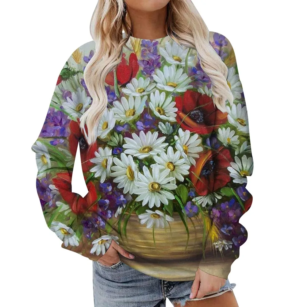 بلوزات النساء البلوز هوديس الشتاء عادية ثلاثية الأبعاد مطبوعة نسيج مريح كم طويل سترة الشتاء ملابس امرأة 2025 #5