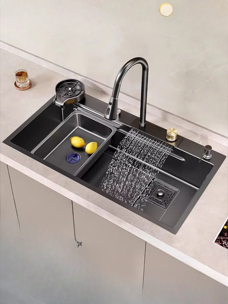 

Nano coating thickened stainless steel kitchen sink household large single slot table basin hand washing vegetable basin