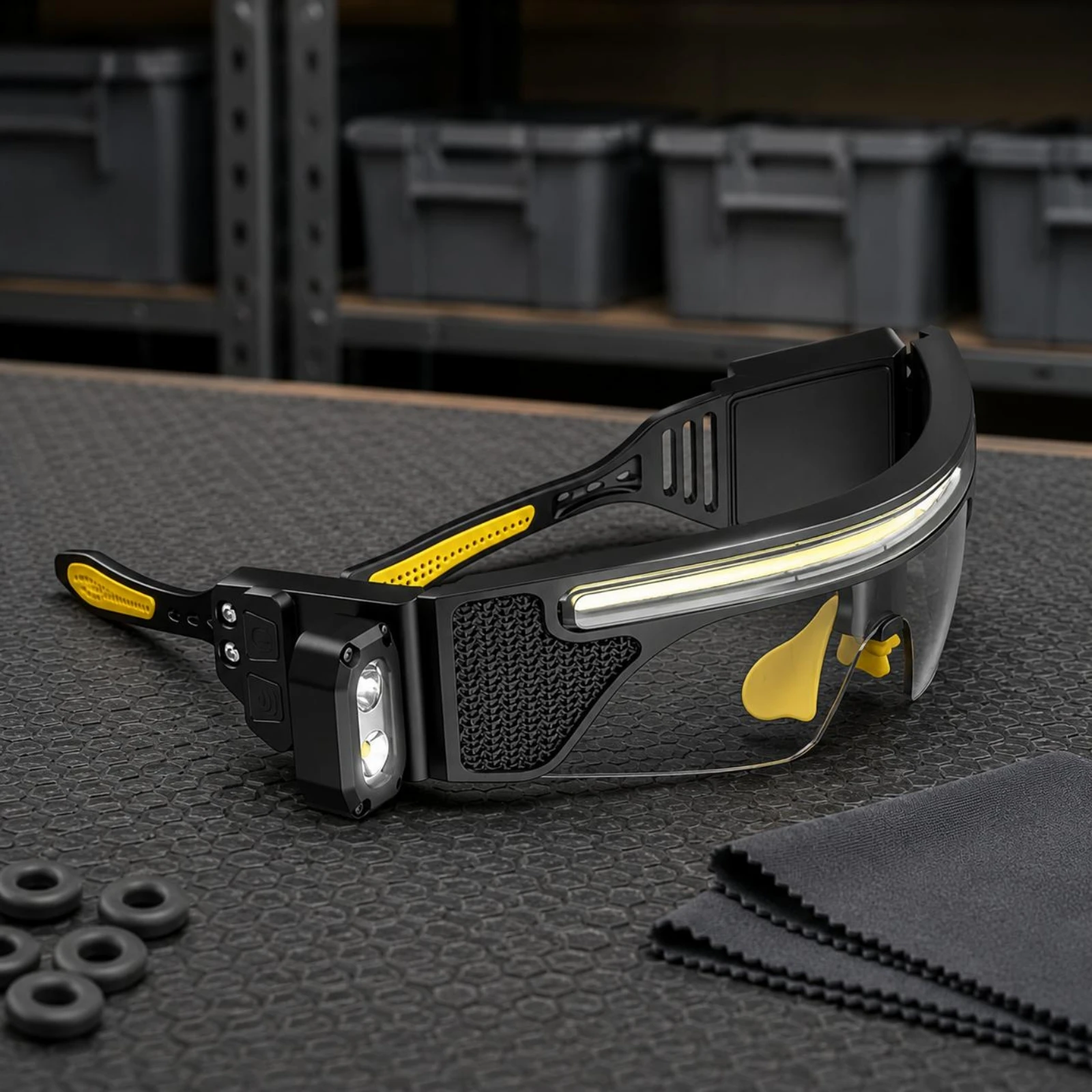 Curved-Fit LED Glasses Black Frame Eye Protection view 3